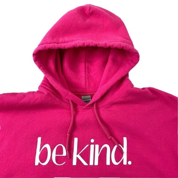 Gildan Hooded Sweatshirt Womens size Medium be kind Pullover Hoodie Bright Pink - Picture 3 of 9